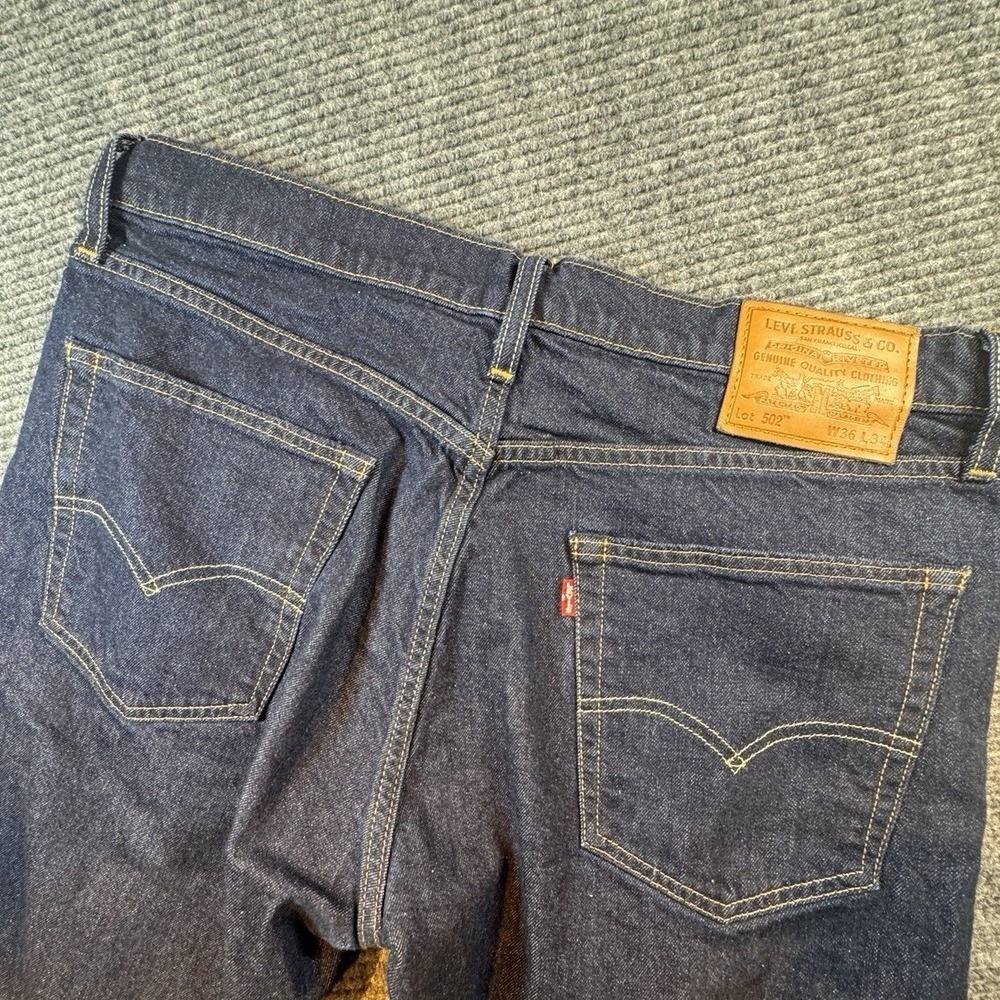 LEVI'S Premium 502 Jeans-Single Stitch Seams-EX Cond 36x34 Dark Wash Big‎ (E)